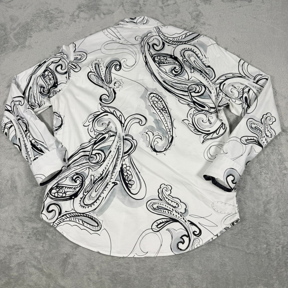 Robert Graham Mens Large Button Down Shirt Paisley White Black - Picture 5 of 9